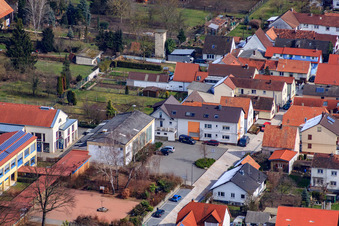 Vue aérienne de Gymnase de l'école primaire sur Raiffeisenstr à Minfeld dans le département Rhénanie-Palatinat, Allemagne
