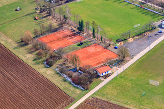 Vue aérienne de Court de tennis du TC Minfeld à Minfeld dans le département Rhénanie-Palatinat, Allemagne