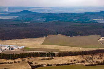 Vue aérienne de Ancien aérodrome agricole Westhausen info en vue à Westhausen dans le département Thuringe, Allemagne