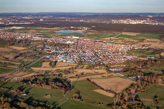 Vue aérienne de Du sud-ouest à le quartier Mörsch in Rheinstetten dans le département Bade-Wurtemberg, Allemagne