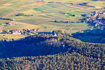 Vue aérienne de Chapelle Sainte-Anne vue de l'ouest à Burrweiler dans le département Rhénanie-Palatinat, Allemagne