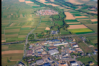 Vue aérienne de Zone industrielle Industriering avec SW-Stahlhandel GmbH sur l'A65 à Edenkoben dans le département Rhénanie-Palatinat, Allemagne