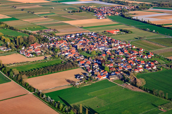 Vue aérienne de Village entre les champs du nord-ouest à Großfischlingen dans le département Rhénanie-Palatinat, Allemagne