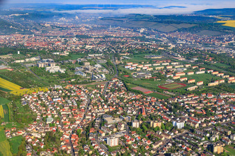 Vue aérienne de Campus Nord de l'Université Julius-Maximilians Würzburg à le quartier Frauenland in Würzburg dans le département Bavière, Allemagne