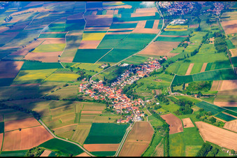 Vue aérienne de Village de l'Erlenbachtal vu de l'est à Oberhausen dans le département Rhénanie-Palatinat, Allemagne