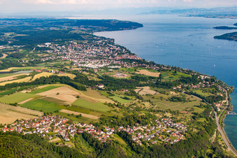 Vue oblique de Quartier Hödingen in Überlingen dans le département Bade-Wurtemberg, Allemagne