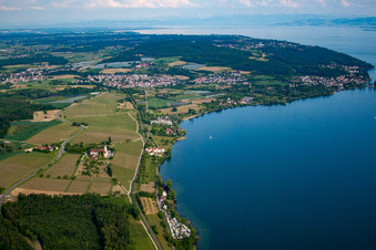 Vue aérienne de Monastère de Birnau sur le lac de Constance à le quartier Seefelden in Uhldingen-Mühlhofen dans le département Bade-Wurtemberg, Allemagne