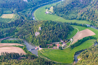 Vue aérienne de Gorges du Danube à Beuron dans le département Bade-Wurtemberg, Allemagne