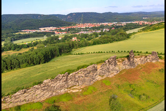 Photographie aérienne de Contre-pierres du Mur du Diable (Köingstein) à le quartier Weddersleben in Thale dans le département Saxe-Anhalt, Allemagne
