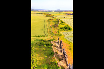 Photographie aérienne de Goethestein au Gegensteine du Teufelsmauer (Köingstein) à le quartier Weddersleben in Thale dans le département Saxe-Anhalt, Allemagne