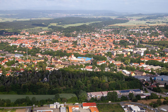Vue oblique de Quedlinburg dans le département Saxe-Anhalt, Allemagne