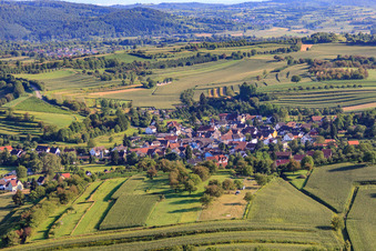 Vue aérienne de Vue du village depuis le nord à le quartier Ettenheimweiler in Ettenheim dans le département Bade-Wurtemberg, Allemagne
