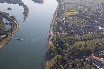 Rhinau dans le département Bas Rhin, France d'en haut