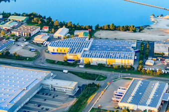 Vue aérienne de Zone industrielle de Muggenst. Landstraße avec Betz Logistics à Bietigheim dans le département Bade-Wurtemberg, Allemagne
