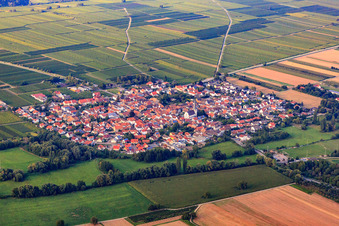 Vue aérienne de Vue du village depuis le sud-ouest à Venningen dans le département Rhénanie-Palatinat, Allemagne