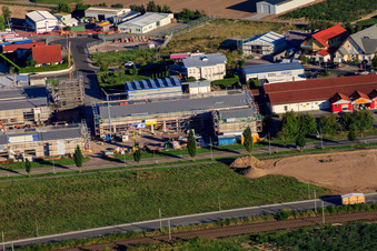Vue aérienne de Nouveau bâtiment pour les pompiers volontaires Rülzheim à Rülzheim dans le département Rhénanie-Palatinat, Allemagne