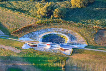 Vue aérienne de Écluse de polder à Wörth am Rhein dans le département Rhénanie-Palatinat, Allemagne