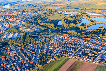 Vue aérienne de Rue Herrenfeld à le quartier Sondernheim in Germersheim dans le département Rhénanie-Palatinat, Allemagne