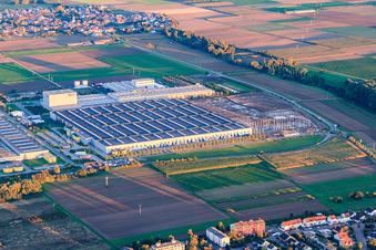 Vue aérienne de Centre logistique Mercedes-Benz et PROWELL Progroup Board GmbH dans l'Interpark à Offenbach an der Queich dans le département Rhénanie-Palatinat, Allemagne
