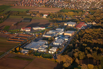 Vue aérienne de Herxheim vu de l'ouest à Herxheim bei Landau dans le département Rhénanie-Palatinat, Allemagne