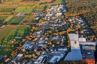 Vue aérienne de Zone industrielle de Kleinwald vue de l'ouest à Herxheim bei Landau dans le département Rhénanie-Palatinat, Allemagne