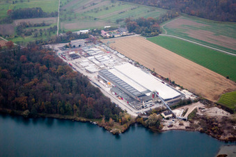 Photographie aérienne de Centrale à béton préfabriqué Linkenheim GmbH & Co. KG à Linkenheim-Hochstetten dans le département Bade-Wurtemberg, Allemagne