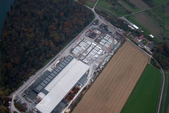 Vue oblique de Centrale à béton préfabriqué Linkenheim GmbH & Co. KG à Linkenheim-Hochstetten dans le département Bade-Wurtemberg, Allemagne