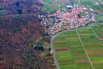 Vue aérienne de Ville viticole du sud à Eschbach dans le département Rhénanie-Palatinat, Allemagne