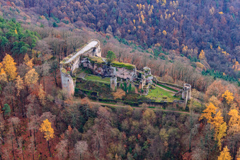 Image drone de Ruines du château de Neuscharfeneck à Flemlingen dans le département Rhénanie-Palatinat, Allemagne