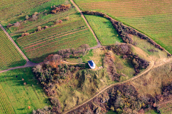 Vue aérienne de Chapelle « Kleine Kalmit » dans la réserve naturelle de Kleine Kalmit en hiver depuis le nord à le quartier Arzheim in Landau in der Pfalz dans le département Rhénanie-Palatinat, Allemagne