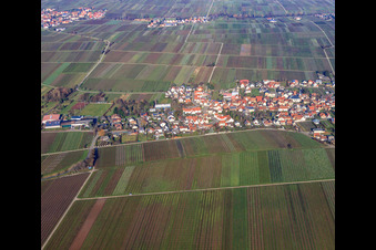 Vue aérienne de Vue du village en hiver depuis le sud à Roschbach dans le département Rhénanie-Palatinat, Allemagne