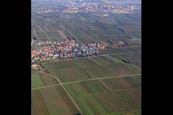 Vue aérienne de Vue du village en hiver depuis le sud à Roschbach dans le département Rhénanie-Palatinat, Allemagne
