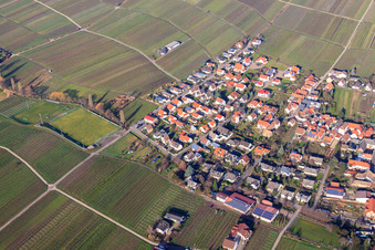 Vue aérienne de Vue du village viticole en hiver depuis le sud-est à Hainfeld dans le département Rhénanie-Palatinat, Allemagne