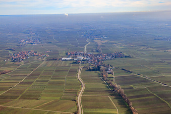 Vue aérienne de Vue de la ville en hiver depuis l'ouest à Böchingen dans le département Rhénanie-Palatinat, Allemagne