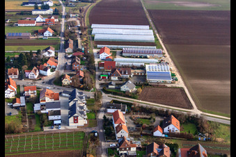 Vue aérienne de Au Brünnel, au Watt à Offenbach an der Queich dans le département Rhénanie-Palatinat, Allemagne