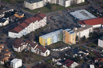 Vue aérienne de Rue Konrad-Adenauer à Germersheim dans le département Rhénanie-Palatinat, Allemagne