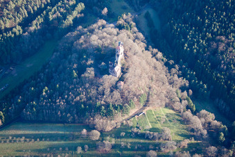 Image drone de Erlenbach, château de Berwartstein à Erlenbach bei Dahn dans le département Rhénanie-Palatinat, Allemagne