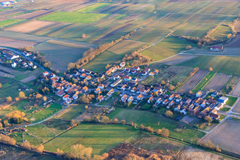 Vue aérienne de Vue du village depuis le nord-ouest en hiver à Hergersweiler dans le département Rhénanie-Palatinat, Allemagne