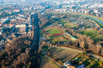 Vue aérienne de Stade de Münchfeld à Rastatt dans le département Bade-Wurtemberg, Allemagne