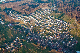 Vue aérienne de Du sud-ouest à le quartier Waldprechtsweier in Malsch dans le département Bade-Wurtemberg, Allemagne