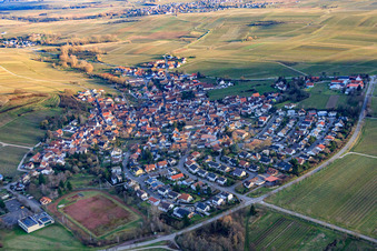 Photographie aérienne de École primaire et stade Kleine Kalmit à Ilbesheim bei Landau dans le département Rhénanie-Palatinat, Allemagne