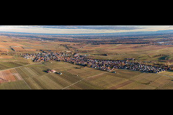 Vue aérienne de Vue du village en hiver depuis le nord-ouest à Insheim dans le département Rhénanie-Palatinat, Allemagne