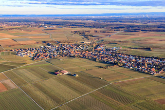 Vue oblique de Vue du village en hiver depuis le nord-ouest à Insheim dans le département Rhénanie-Palatinat, Allemagne