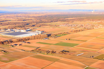 Photographie aérienne de Zone industrielle Interpark vue du sud-ouest en hiver à Offenbach an der Queich dans le département Rhénanie-Palatinat, Allemagne