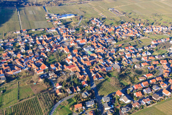Vue oblique de Weinstr à Oberotterbach dans le département Rhénanie-Palatinat, Allemagne