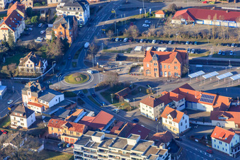 Vue aérienne de Gare sans issue sur le parcours circulaire Weinstraße / Kappeller Straße à Bad Bergzabern dans le département Rhénanie-Palatinat, Allemagne
