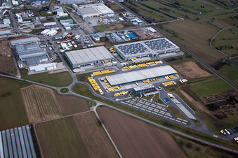 Vue aérienne de Expédition Dachser depuis le sud à Malsch dans le département Bade-Wurtemberg, Allemagne