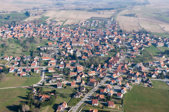 Vue oblique de Champs agricoles et terres agricoles à Surbourg dans le département Bas Rhin, France