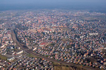 Vue oblique de Haguenau dans le département Bas Rhin, France