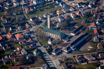 Gambsheim dans le département Bas Rhin, France vue d'en haut